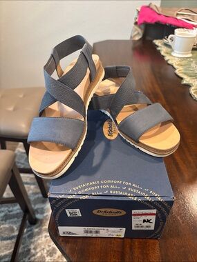 Dr. Scholl's Slate Blue Crisscross Elastic Sandals